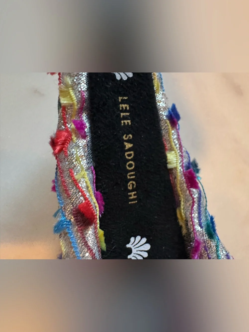 Lele Sadoughi Silver Metallic Confetti Multicolor Knotted Headband